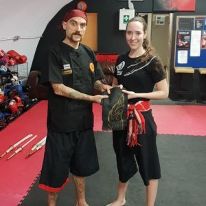 Steffi earns Nakdab level I at Tactical Thai Sword London with Kru Nuat